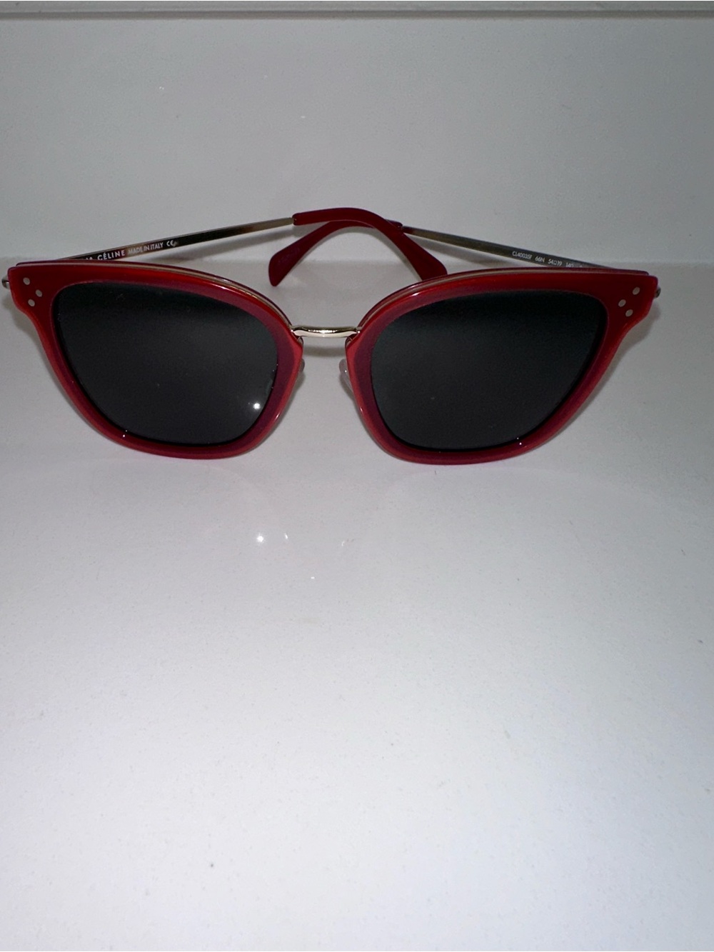 Celine Red Cat-Eye Sunglasses with Black Lenses